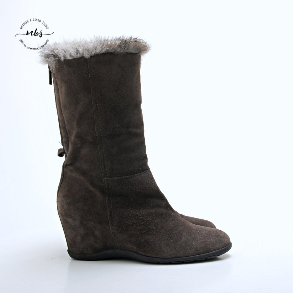 Aquatalia Winter Wedge Fur Boots‎